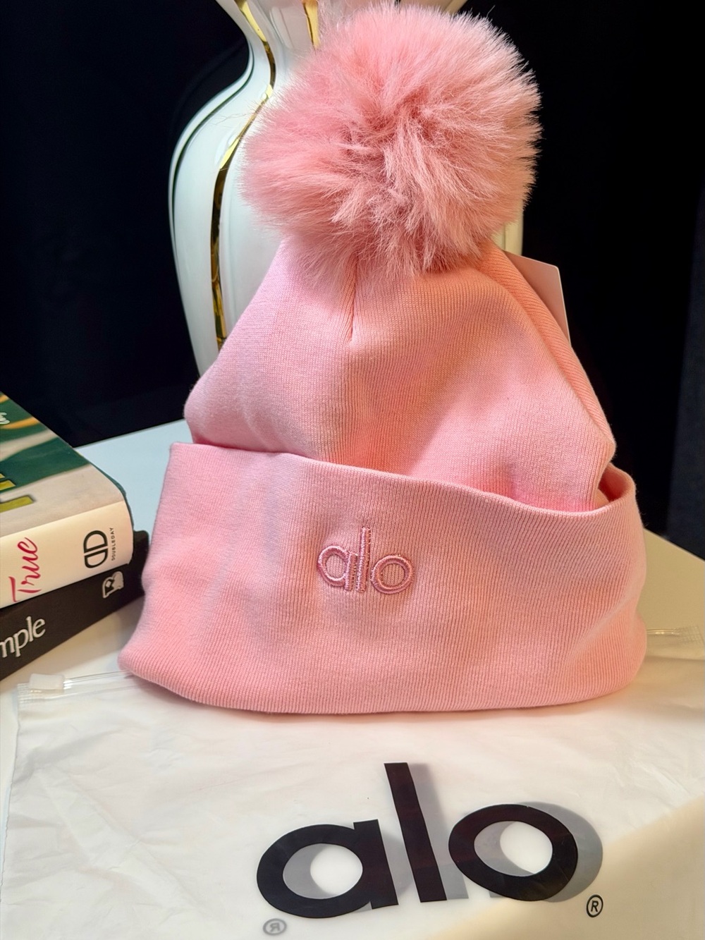 ALO Yoga Pink Pom Pom Beanie Hat - Picture 7 of 9